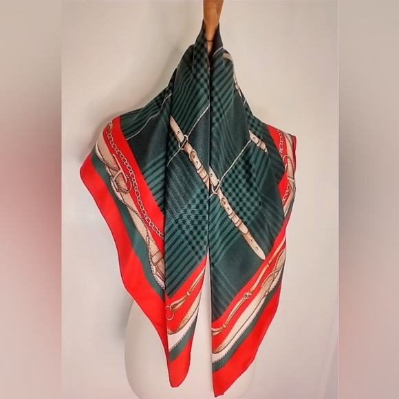 Vintage Accessories - VINTAGE SILK EQUESTRIAN SCARF